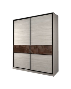 Шкаф-купе Max-МШ-23-6-20/2-99, 2000×600×2300 мм, цвет ясень шимо светлый / стекло шоколад Аллоджио