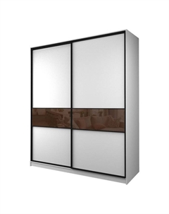 Шкаф-купе Max-МШ-23-6-20/2-99, 2000×600×2300 мм, цвет белый шагрень / стекло шоколад Аллоджио