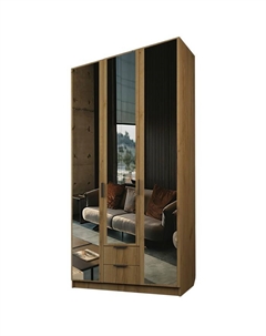 Шкаф 3-х дверный «Экон», 1200×520×2300 мм, 2 ящика, 3 зеркала, цвет дуб крафт золотой Аллоджио