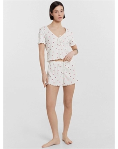 Комплект домашний женский белый с принтом "сердечки" Mark formelle