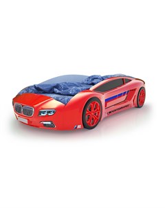 Кровать машина карлсон roadster бмв с подсветкой дна и фар красный 105x49x174 см Magic cars