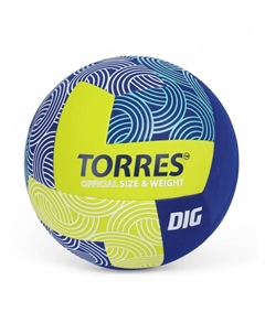 Мяч волейбольный Dig, V22345, р. 5, ТПЕ, бутиловая камера, клееный, МИКС Torres