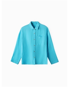 Рубашка из муслина для девочек, рост 152 см, голубая Kaftan