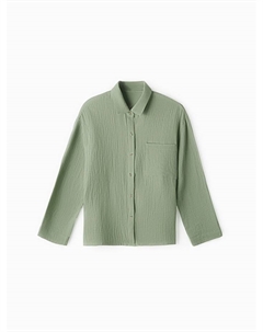 Рубашка из муслина для девочек, рост 140 см, зелёная Kaftan