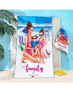 Полотенце пляжное в сумке «Family» 70х140 см, микрофибра Этель