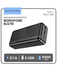 Внешний аккумулятор Borofone BJ27B, 30000 мАч, 2USB, 2.1 A, чёрный
