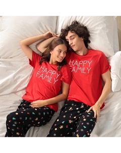 Пижама новогодняя женская (футболка, брюки) Happy family, размер 48-50 Kaftan