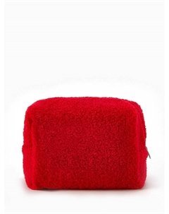 Косметичка женская на молнии, объёмная, плюшевая, красная Textura