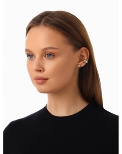 Набор серег и кафф «Кольца», 8 шт. капли, цвет серебро Qf