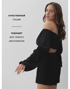 Кроп-топ с длинными рукавами, черный, р-р M Mist