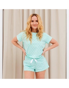 Пижама женская "Горошек", футболка, шорты, размер 44-46 Kaftan