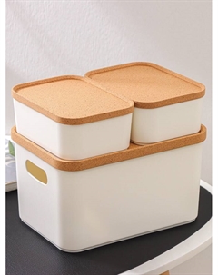 Набор органайзеров для хранения Korely, 3 предмета: 2,4 л / 0,76 л / 0,76 л, цвет слоновая кость Berossi