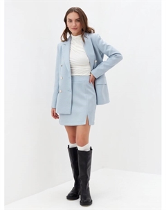 Юбка мини с разрезом женская : Classic Collection, размер 46, голубая, белая Mist