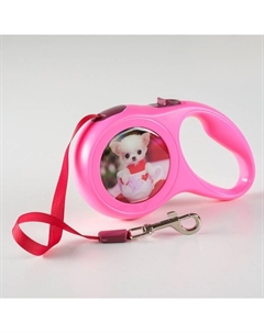 Рулетка с принтом "Милашка", 3 м, вес животного до 12 кг, розовая Пижон