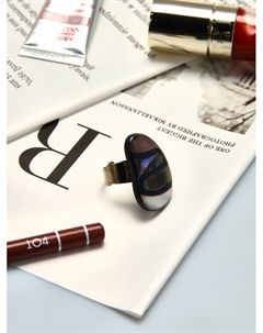 Кольцо «Галиотис» капля, белое в серебре, безразмерное Qf