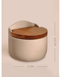 Банка для сыпучих SL Home «Стоун форест», 350 мл, 7.5×16 см, с крышкой, керамика, бежевая Sima-land home