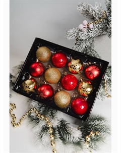 Ёлочные игрушки «Снежная феерия ассорти узоры», шары новогодние, d=6 см, набор 12 шт., золотисто-красный Зимнее волшебство