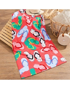 Полотенце "Розовые сандали" 70*140 см, велюр/махра 350гр/м2, 100% хлопок Этель