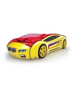 Кровать машина карлсон roadster бмв без доп опций желтый 105x49x174 см Magic cars