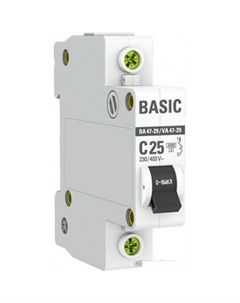 Выключатель автоматический ВА 47-29 1P 25А (C) 4.5кА mcb4729-1-25C Ekf