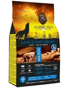 Сухой корм для собак Adult All Breeds Lamb & Fresh Salmon (для всех пород с ягненком и лососем) 2 кг Ambrosia