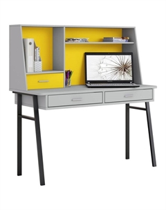 Стол письменный kids Aviv 1455, с надстройкой и ящиками, цвет серый/серый-желтый Polini