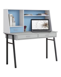 Стол письменный kids Aviv 1455 с надстройкой и ящиками, цвет серый/белый-голубой Polini