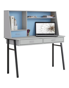 Стол письменный kids Aviv 1455 с надстройкой и ящиками, цвет серый/серый-голубой Polini