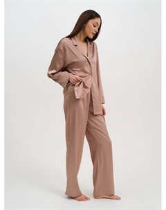 Пижама женская (рубашка, брюки) «Треугольники», бежевая, размер 40-42 Kaftan