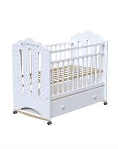 Кровать детская BONNE колесо-качалка с ящиком, белый, 1200×600 Vdk