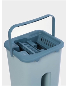 Швабра с отжимом и ведро, швабра плоская, ведро с двумя отсеками, 8 л, дополнительная насадка Доляна