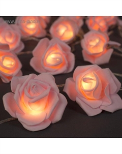 Гирлянда «Нить» 5 м с насадками «Розы светло-розовые», IP20, прозрачная нить, 20 LED, свечение тёплое белое, 220 В Luazon lighting