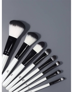 Набор кистей для макияжа «Полоски», 8 предметов, чехол на молнии, белый, чёрный Qf
