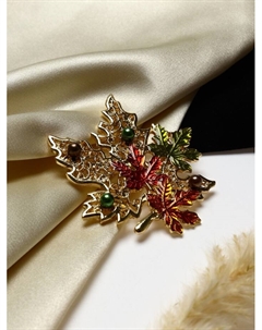 Брошь «Лист» кленовый осенний, цветная в золоте Qf