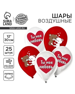 Воздушные шары латексные 12" «Ты моя любовь», 25 шт. Страна карнавалия