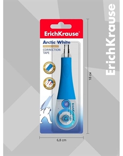 Корректирующая лента 4.2 мм × 8 м, Arctic white, супер-белая, резиновый держатель, блистер Erichkrause