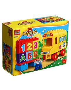 Конструктор «Автобус с буквами и цифрами», большие кубики, 21 деталь Город мастеров
