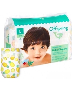 Подгузники L 9-13 кг Ананасы (36 шт) Offspring