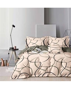 Комплект постельного белья Евро Оливковая коллекция. Простыня на резинке УУ 6762 Реноме