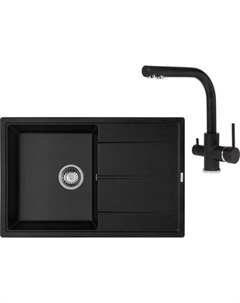 Мойка кухонная со смесителем Rock SQR 103 + смеситель Akvaduo 2663 L 601 Aquasanita