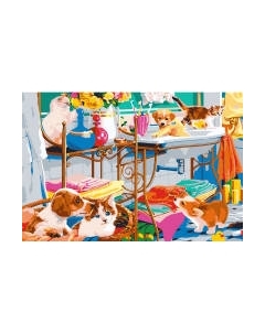 Картина по номерам Котята и щенки в ванной / ХК-4962 Рыжий кот