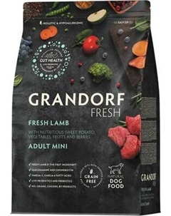Сухой корм для собак Adult Mini Breeds Fresh Lamb&Sweet Potato Grandorf