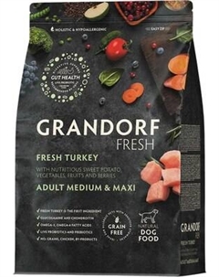 Сухой корм для собак Adult Medium&Maxi Breeds Fresh Turkey&Sweet Potato Grandorf