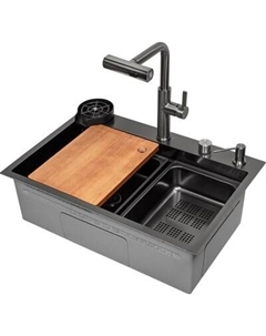 Мойка кухонная со смесителем Eco AR PVD Nano 68x46 T Arfeka