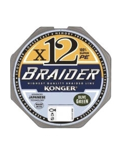 Леска плетеная Braider X12 Olive Green 0.18мм 150м / 250144018 Konger
