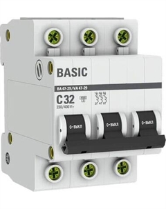 Выключатель автоматический EKF ВА 47-29 3P 32А (С) 4.5кА / mcb4729-3-32C Ekf
