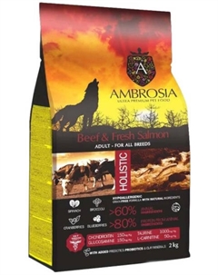 Сухой корм для собак Adult All Breeds Beef & Fresh Salmon (для всех пород с говядиной и лососем) 2 кг Ambrosia