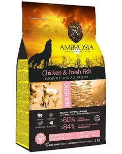 Сухой корм для собак Puppy & Growth All Breeds Chicken & Fresh Fish (для щенков всех пород с курицей и рыбой) 2 кг Ambrosia