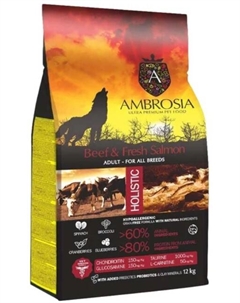 Сухой корм для собак Adult All Breeds Beef & Fresh Salmon (для всех пород с говядиной и лососем) 12 кг Ambrosia