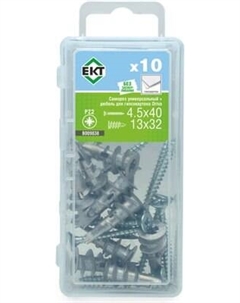 Саморез ЕКТ 4.5х40 + Дюбель для гипсокартонных плит Driva 13x32 / B009838 Ект